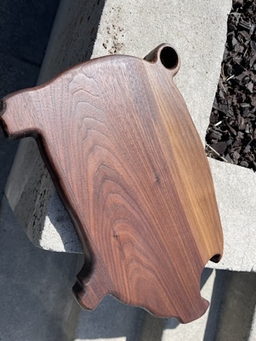CNC-cut walnut decorative piece